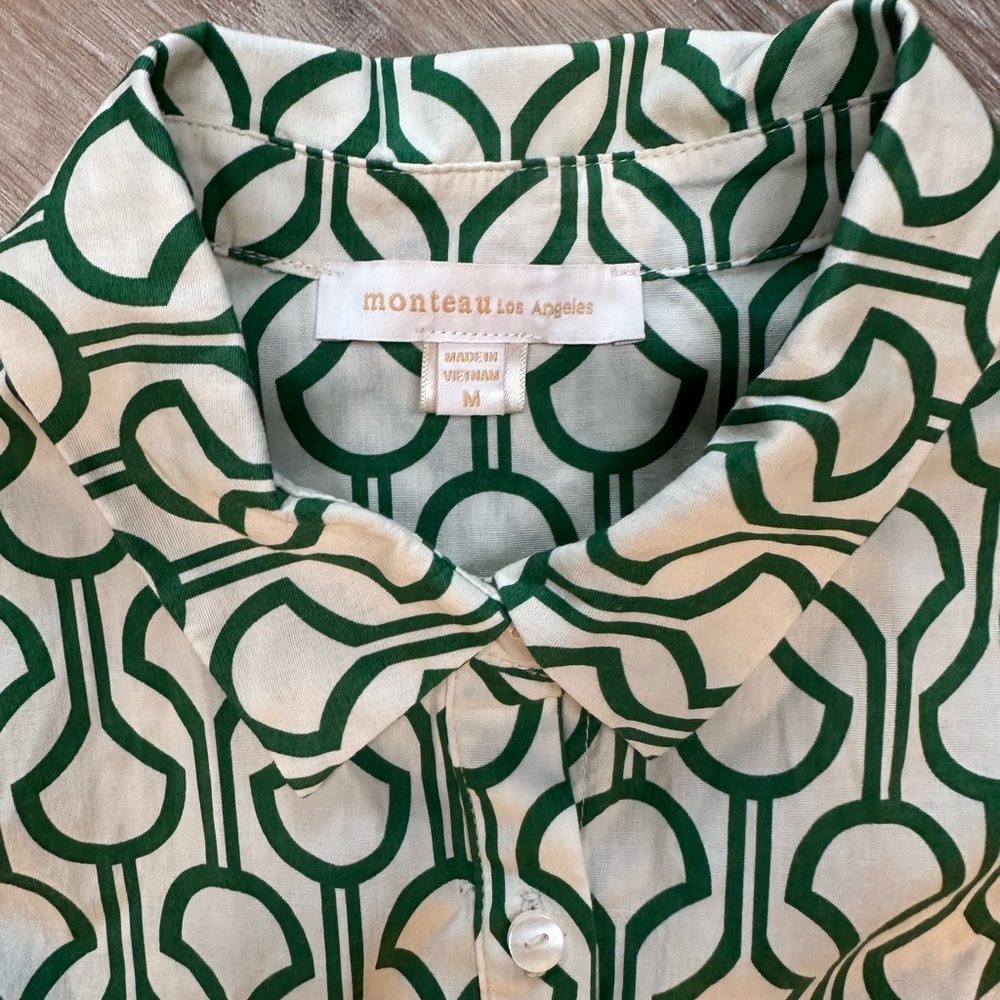 Monteau Green and White Patterned Midi Dress - Picture 2 of 4